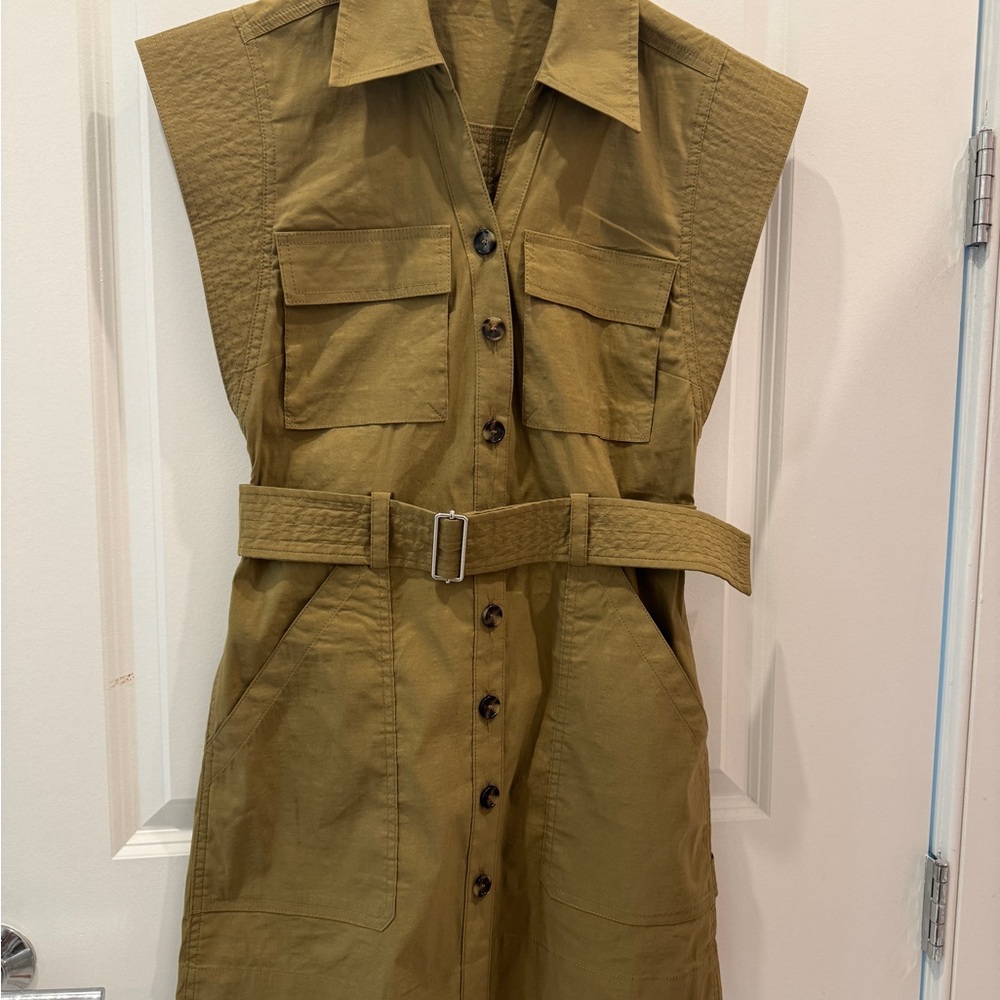 ALC Green Sleeveless Notched Collar Mini Dress